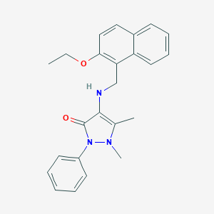 molecular formula C24H25N3O2 B502426 4-{[(2-ethoxy-1-naphthyl)methyl]amino}-1,5-dimethyl-2-phenyl-1,2-dihydro-3H-pyrazol-3-one CAS No. 881444-70-8