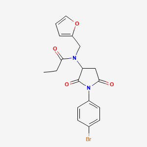 N-[1-(4-bromophenyl)-2,5-dioxo-3-pyrrolidinyl]-N-(2-furylmethyl)propanamide