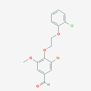 molecular formula C16H14BrClO4 B5024305 3-bromo-4-[2-(2-chlorophenoxy)ethoxy]-5-methoxybenzaldehyde 