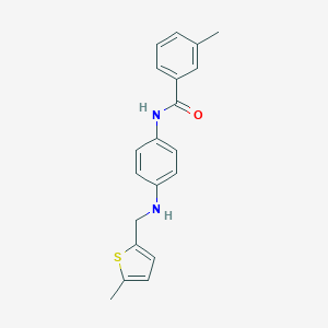 molecular formula C20H20N2OS B502435 3-methyl-N-(4-{[(5-methyl-2-thienyl)methyl]amino}phenyl)benzamide 