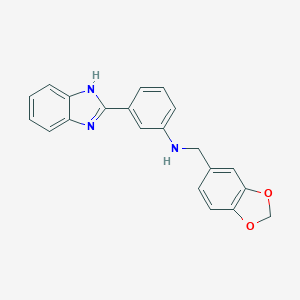 molecular formula C21H17N3O2 B502437 3-(1H-benzimidazol-2-yl)-N-(1,3-benzodioxol-5-ylmethyl)aniline 