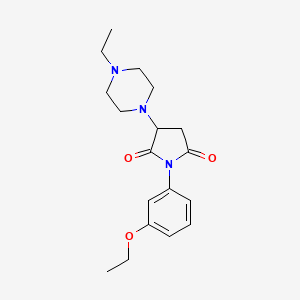 molecular formula C18H25N3O3 B5024377 1-(3-ethoxyphenyl)-3-(4-ethyl-1-piperazinyl)-2,5-pyrrolidinedione 