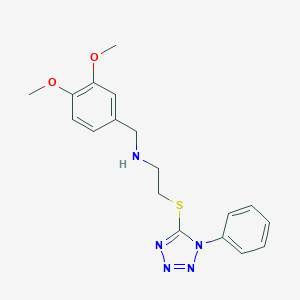 molecular formula C18H21N5O2S B502439 N-(3,4-dimethoxybenzyl)-N-{2-[(1-phenyl-1H-tetraazol-5-yl)sulfanyl]ethyl}amine 