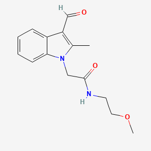 2-(3-formyl-2-methyl-1H-indol-1-yl)-N-(2-methoxyethyl)acetamide