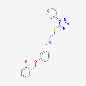 molecular formula C23H22FN5OS B502442 N-{3-[(2-fluorobenzyl)oxy]benzyl}-2-[(1-phenyl-1H-tetrazol-5-yl)sulfanyl]ethanamine 