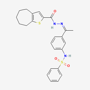 molecular formula C24H25N3O3S2 B5024424 N-{3-[N-(5,6,7,8-tetrahydro-4H-cyclohepta[b]thien-2-ylcarbonyl)ethanehydrazonoyl]phenyl}benzenesulfonamide 