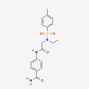 molecular formula C18H21N3O4S B5024425 4-({N-ethyl-N-[(4-methylphenyl)sulfonyl]glycyl}amino)benzamide 