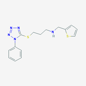 molecular formula C15H17N5S2 B502444 N-{3-[(1-phenyl-1H-tetrazol-5-yl)thio]propyl}-N-(thien-2-ylmethyl)amine 
