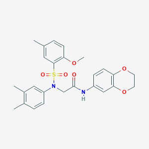 molecular formula C26H28N2O6S B5024507 N~1~-(2,3-dihydro-1,4-benzodioxin-6-yl)-N~2~-(3,4-dimethylphenyl)-N~2~-[(2-methoxy-5-methylphenyl)sulfonyl]glycinamide 