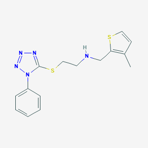 molecular formula C15H17N5S2 B502451 N-[(3-methyl-2-thienyl)methyl]-N-{2-[(1-phenyl-1H-tetraazol-5-yl)sulfanyl]ethyl}amine 