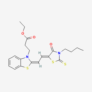 molecular formula C21H24N2O3S3 B5024555 ethyl 3-[2-[2-(3-butyl-4-oxo-2-thioxo-1,3-thiazolidin-5-ylidene)ethylidene]-1,3-benzothiazol-3(2H)-yl]propanoate 