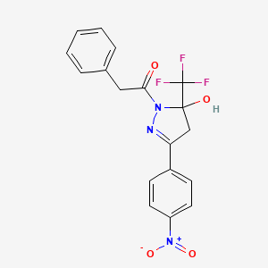 3-(4-nitrophenyl)-1-(phenylacetyl)-5-(trifluoromethyl)-4,5-dihydro-1H-pyrazol-5-ol