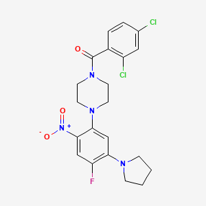 molecular formula C21H21Cl2FN4O3 B5024667 1-(2,4-dichlorobenzoyl)-4-[4-fluoro-2-nitro-5-(1-pyrrolidinyl)phenyl]piperazine 