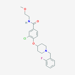 molecular formula C22H26ClFN2O3 B5024689 3-chloro-4-{[1-(2-fluorobenzyl)-4-piperidinyl]oxy}-N-(2-methoxyethyl)benzamide 