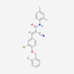 molecular formula C25H20BrFN2O2 B5024720 (E)-3-[3-bromo-4-[(2-fluorophenyl)methoxy]phenyl]-2-cyano-N-(2,4-dimethylphenyl)prop-2-enamide 