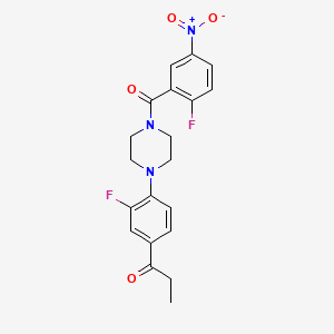 molecular formula C20H19F2N3O4 B5024729 1-{3-fluoro-4-[4-(2-fluoro-5-nitrobenzoyl)-1-piperazinyl]phenyl}-1-propanone 