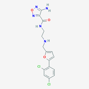 molecular formula C16H15Cl2N5O3 B502473 4-amino-N-[2-({[5-(2,4-dichlorophenyl)furan-2-yl]methyl}amino)ethyl]-1,2,5-oxadiazole-3-carboxamide 