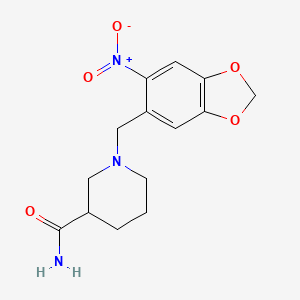 molecular formula C14H17N3O5 B5024764 1-[(6-nitro-1,3-benzodioxol-5-yl)methyl]-3-piperidinecarboxamide 