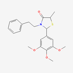 molecular formula C21H25NO4S B5024796 5-methyl-3-(2-phenylethyl)-2-(3,4,5-trimethoxyphenyl)-1,3-thiazolidin-4-one 