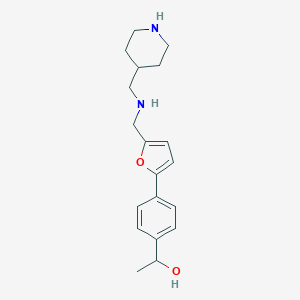 molecular formula C19H26N2O2 B502482 1-[4-(5-{[(4-Piperidinylmethyl)amino]methyl}-2-furyl)phenyl]ethanol 