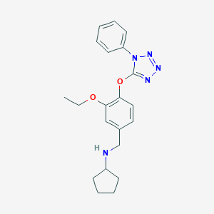 molecular formula C21H25N5O2 B502487 N-{3-ethoxy-4-[(1-phenyl-1H-tetrazol-5-yl)oxy]benzyl}cyclopentanamine 