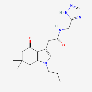 molecular formula C19H27N5O2 B5024913 N-(1H-1,2,4-triazol-5-ylmethyl)-2-(2,6,6-trimethyl-4-oxo-1-propyl-4,5,6,7-tetrahydro-1H-indol-3-yl)acetamide 