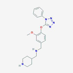 molecular formula C21H26N6O2 B502495 1-{3-methoxy-4-[(1-phenyl-1H-tetrazol-5-yl)oxy]phenyl}-N-(piperidin-4-ylmethyl)methanamine 