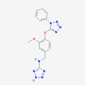 molecular formula C16H15N9O2 B502496 N-{3-methoxy-4-[(1-phenyl-1H-tetrazol-5-yl)oxy]benzyl}-2H-tetrazol-5-amine 