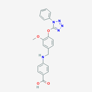 molecular formula C22H19N5O4 B502499 4-({3-methoxy-4-[(1-phenyl-1H-tetrazol-5-yl)oxy]benzyl}amino)benzoic acid 