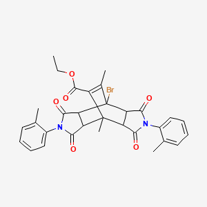 molecular formula C31H29BrN2O6 B5025085 ethyl 7-bromo-1,14-dimethyl-4,10-bis(2-methylphenyl)-3,5,9,11-tetraoxo-4,10-diazatetracyclo[5.5.2.0~2,6~.0~8,12~]tetradec-13-ene-13-carboxylate 