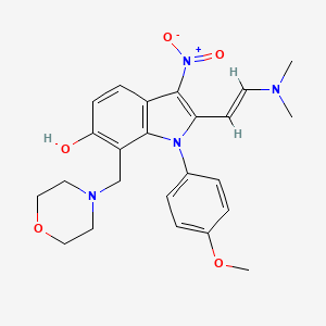 molecular formula C24H28N4O5 B5025159 2-[2-(dimethylamino)vinyl]-1-(4-methoxyphenyl)-7-(4-morpholinylmethyl)-3-nitro-1H-indol-6-ol 