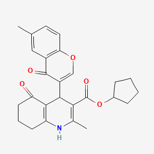 molecular formula C26H27NO5 B5025174 cyclopentyl 2-methyl-4-(6-methyl-4-oxo-4H-chromen-3-yl)-5-oxo-1,4,5,6,7,8-hexahydro-3-quinolinecarboxylate 