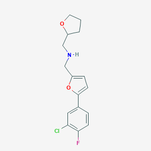 molecular formula C16H17ClFNO2 B502524 1-[5-(3-chloro-4-fluorophenyl)furan-2-yl]-N-(tetrahydrofuran-2-ylmethyl)methanamine 