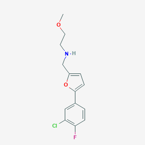 molecular formula C14H15ClFNO2 B502527 N-{[5-(3-chloro-4-fluorophenyl)furan-2-yl]methyl}-2-methoxyethanamine 