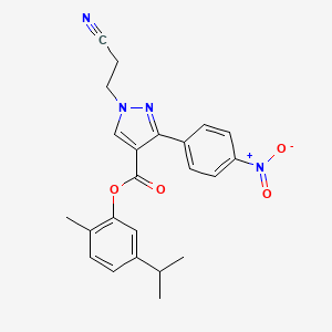 5-isopropyl-2-methylphenyl 1-(2-cyanoethyl)-3-(4-nitrophenyl)-1H-pyrazole-4-carboxylate