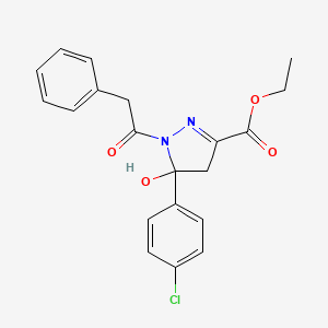 ethyl 5-(4-chlorophenyl)-5-hydroxy-1-(phenylacetyl)-4,5-dihydro-1H-pyrazole-3-carboxylate