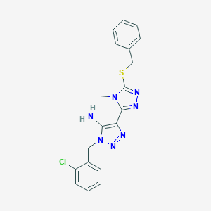 molecular formula C19H18ClN7S B502537 4-[5-(benzylsulfanyl)-4-methyl-4H-1,2,4-triazol-3-yl]-1-(2-chlorobenzyl)-1H-1,2,3-triazol-5-ylamine 