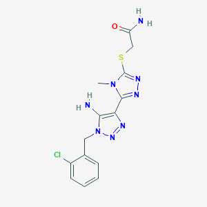 molecular formula C14H15ClN8OS B502538 2-({5-[5-amino-1-(2-chlorobenzyl)-1H-1,2,3-triazol-4-yl]-4-methyl-4H-1,2,4-triazol-3-yl}sulfanyl)acetamide 