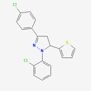 molecular formula C19H14Cl2N2S B5025385 1-(2-chlorophenyl)-3-(4-chlorophenyl)-5-(2-thienyl)-4,5-dihydro-1H-pyrazole 