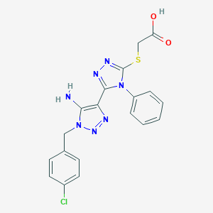 molecular formula C19H16ClN7O2S B502541 ({5-[5-amino-1-(4-chlorobenzyl)-1H-1,2,3-triazol-4-yl]-4-phenyl-4H-1,2,4-triazol-3-yl}sulfanyl)acetic acid 