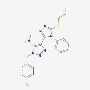 molecular formula C20H18ClN7S B502542 4-[5-(allylsulfanyl)-4-phenyl-4H-1,2,4-triazol-3-yl]-1-(4-chlorobenzyl)-1H-1,2,3-triazol-5-ylamine 