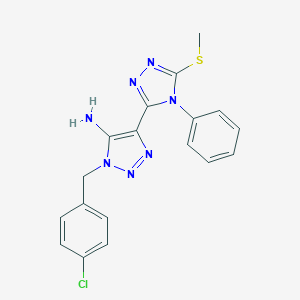 molecular formula C18H16ClN7S B502543 1-(4-chlorobenzyl)-4-[5-(methylsulfanyl)-4-phenyl-4H-1,2,4-triazol-3-yl]-1H-1,2,3-triazol-5-ylamine 