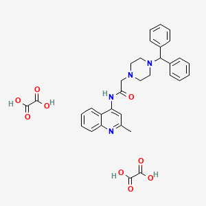 molecular formula C33H34N4O9 B5025439 2-[4-(diphenylmethyl)-1-piperazinyl]-N-(2-methyl-4-quinolinyl)acetamide diethanedioate 