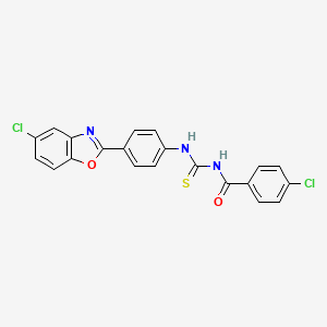 molecular formula C21H13Cl2N3O2S B5025445 4-chloro-N-({[4-(5-chloro-1,3-benzoxazol-2-yl)phenyl]amino}carbonothioyl)benzamide 