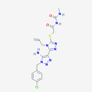 molecular formula C18H20ClN9O2S B502545 N-[({4-allyl-5-[5-amino-1-(4-chlorobenzyl)-1H-1,2,3-triazol-4-yl]-4H-1,2,4-triazol-3-yl}sulfanyl)acetyl]-N'-methylurea 