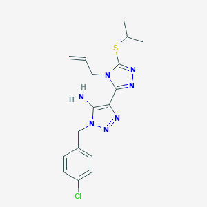 molecular formula C17H20ClN7S B502546 4-[4-allyl-5-(isopropylsulfanyl)-4H-1,2,4-triazol-3-yl]-1-(4-chlorobenzyl)-1H-1,2,3-triazol-5-ylamine 