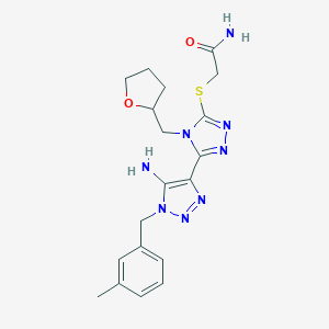 molecular formula C19H24N8O2S B502547 2-{[5-[5-amino-1-(3-methylbenzyl)-1H-1,2,3-triazol-4-yl]-4-(tetrahydro-2-furanylmethyl)-4H-1,2,4-triazol-3-yl]sulfanyl}acetamide 