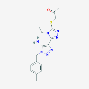 molecular formula C17H21N7OS B502550 1-({5-[5-amino-1-(4-methylbenzyl)-1H-1,2,3-triazol-4-yl]-4-ethyl-4H-1,2,4-triazol-3-yl}sulfanyl)acetone 