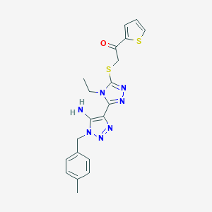 molecular formula C20H21N7OS2 B502551 2-({5-[5-amino-1-(4-methylbenzyl)-1H-1,2,3-triazol-4-yl]-4-ethyl-4H-1,2,4-triazol-3-yl}sulfanyl)-1-(2-thienyl)ethanone 
