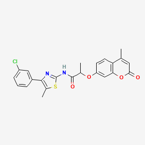 molecular formula C23H19ClN2O4S B5025521 N-[4-(3-chlorophenyl)-5-methyl-1,3-thiazol-2-yl]-2-[(4-methyl-2-oxo-2H-chromen-7-yl)oxy]propanamide 